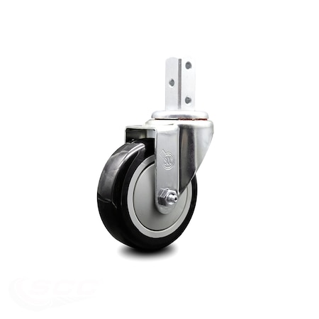 Service Caster 4 Inch Black Polyurethane Wheel Swivel 3/4 Inch Square Stem Caster SCC SCC-SQ20S414-PPUB-BLK-34